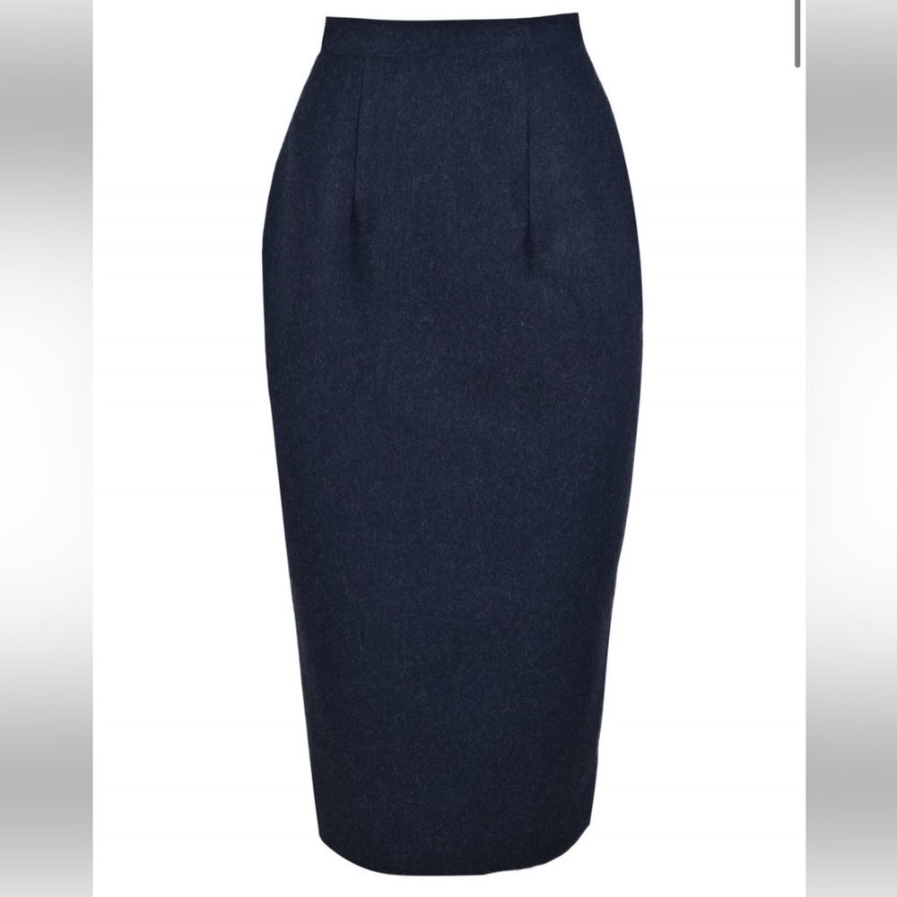 Vivien of Holloway Navy Wool Pencil Skirt